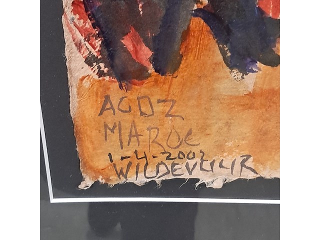Acryl schilderij, maya wildevuur, marokko, 2002 - afbeelding 3 van  9