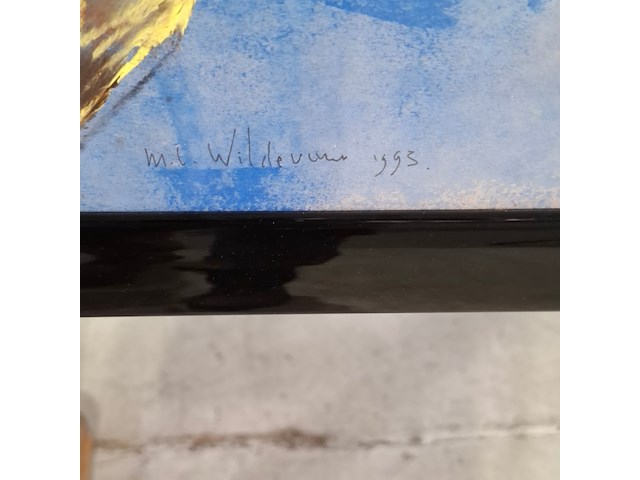 Acryl schilderij, maya wildevuur, meeuwen, 1995 - afbeelding 4 van  7