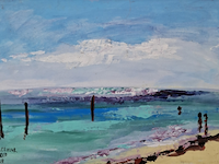 Acryl schilderij, maya wildevuur, mexico, 2008