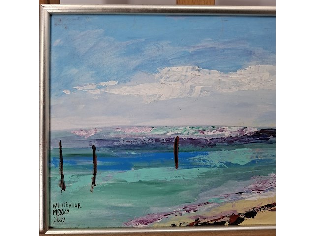 Acryl schilderij, maya wildevuur, mexico, 2008 - afbeelding 3 van  9