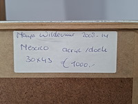 Acryl schilderij, maya wildevuur, mexico, 2008 - afbeelding 9 van  9