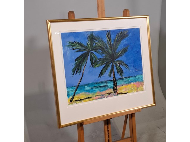 Acryl schilderij, maya wildevuur, moorea, 1998 - afbeelding 2 van  7