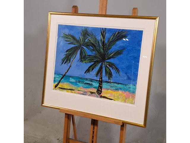 Acryl schilderij, maya wildevuur, moorea, 1998 - afbeelding 3 van  7