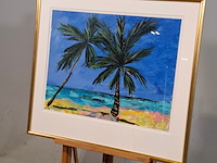 Acryl schilderij, maya wildevuur, moorea, 1998 - afbeelding 3 van  7