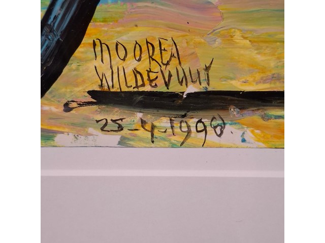 Acryl schilderij, maya wildevuur, moorea, 1998 - afbeelding 4 van  7
