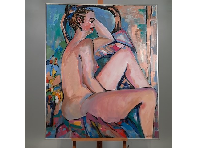Acryl schilderij, maya wildevuur, naakt, 1987 - afbeelding 2 van  9