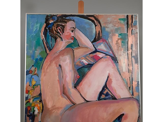 Acryl schilderij, maya wildevuur, naakt, 1987 - afbeelding 3 van  9