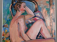 Acryl schilderij, maya wildevuur, naakt, 1987 - afbeelding 3 van  9