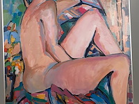 Acryl schilderij, maya wildevuur, naakt, 1987 - afbeelding 4 van  9