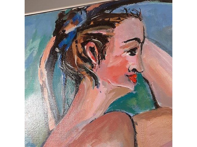 Acryl schilderij, maya wildevuur, naakt, 1987 - afbeelding 5 van  9