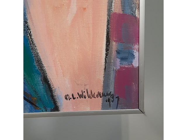 Acryl schilderij, maya wildevuur, naakt, 1987 - afbeelding 7 van  9