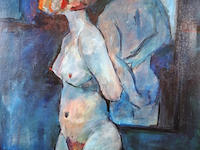 Acryl schilderij, maya wildevuur, naakt, 1989 - afbeelding 1 van  8