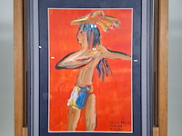 Acryl schilderij, maya wildevuur, ode aan knossos, 1990 - afbeelding 3 van  10