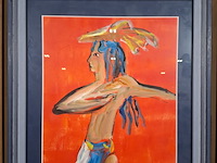 Acryl schilderij, maya wildevuur, ode aan knossos, 1990 - afbeelding 4 van  10