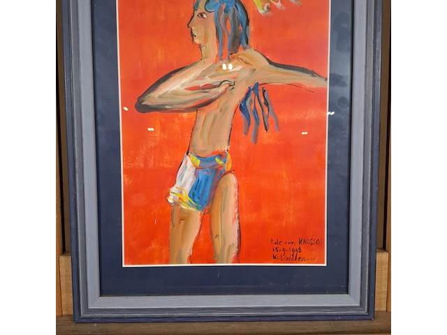 Acryl schilderij, maya wildevuur, ode aan knossos, 1990 - afbeelding 5 van  10
