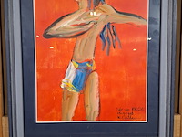 Acryl schilderij, maya wildevuur, ode aan knossos, 1990 - afbeelding 5 van  10
