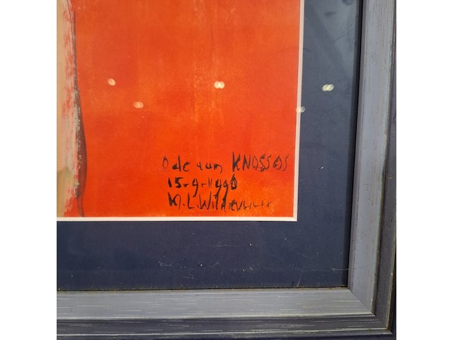 Acryl schilderij, maya wildevuur, ode aan knossos, 1990 - afbeelding 6 van  10