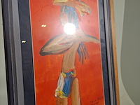 Acryl schilderij, maya wildevuur, ode aan knossos, 1990 - afbeelding 7 van  10