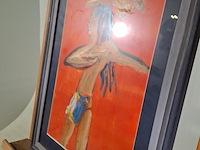 Acryl schilderij, maya wildevuur, ode aan knossos, 1990 - afbeelding 8 van  10