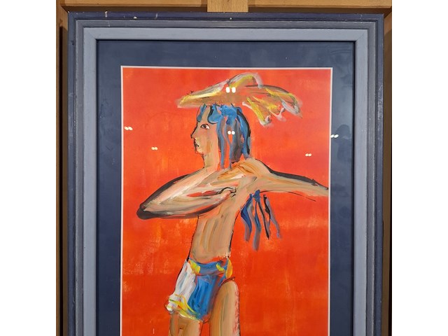 Acryl schilderij, maya wildevuur, ode aan knossos, 1990 - afbeelding 4 van  10