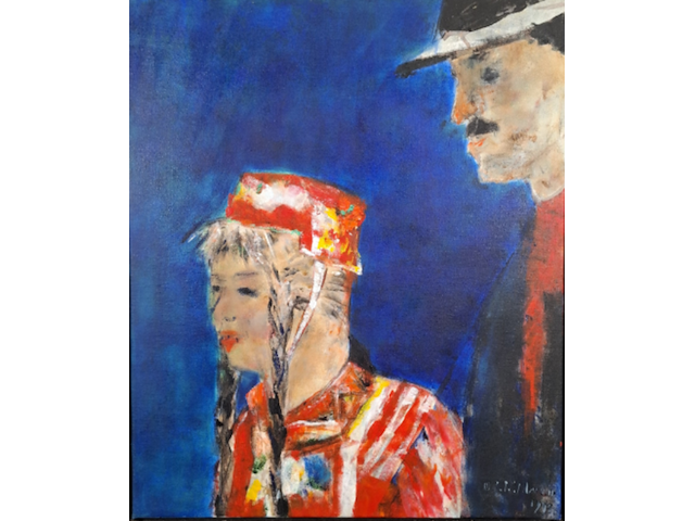 Acryl schilderij, maya wildevuur, op roakeldais - afbeelding 1 van  10