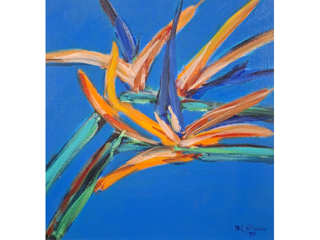 Acryl schilderij, maya wildevuur, orchidee - afbeelding 1 van  7