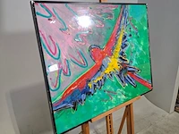 Acryl schilderij, maya wildevuur, papagaai, 1994 - afbeelding 3 van  9