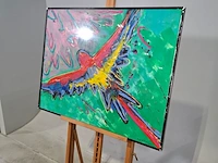 Acryl schilderij, maya wildevuur, papagaai, 1994 - afbeelding 4 van  9