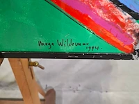 Acryl schilderij, maya wildevuur, papagaai, 1994 - afbeelding 5 van  9