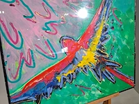 Acryl schilderij, maya wildevuur, papagaai, 1994 - afbeelding 7 van  9