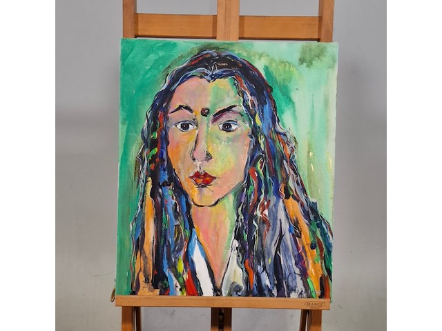 Acryl schilderij, maya wildevuur, portret, 1994 - afbeelding 1 van  6