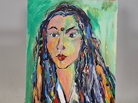 Acryl schilderij, maya wildevuur, portret, 1994 - afbeelding 1 van  6