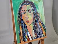 Acryl schilderij, maya wildevuur, portret, 1994 - afbeelding 2 van  6
