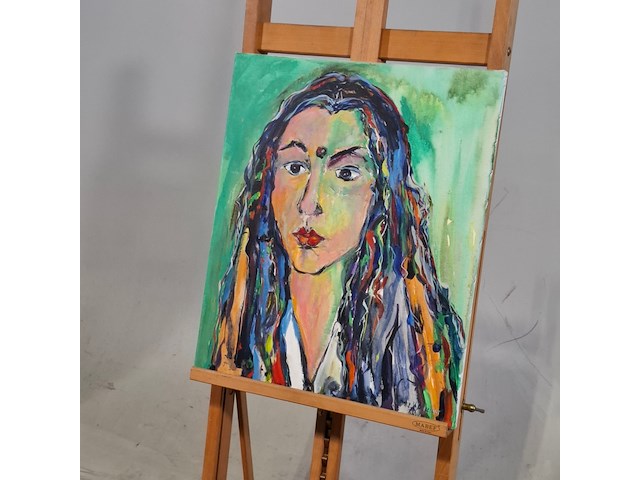 Acryl schilderij, maya wildevuur, portret, 1994 - afbeelding 3 van  6