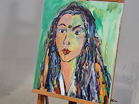 Acryl schilderij, maya wildevuur, portret, 1994 - afbeelding 3 van  6