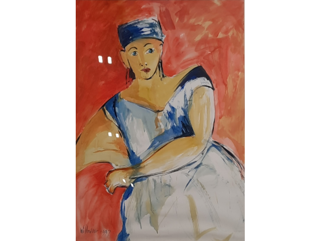 Acryl schilderij, maya wildevuur, portret, 1997 - afbeelding 1 van  9