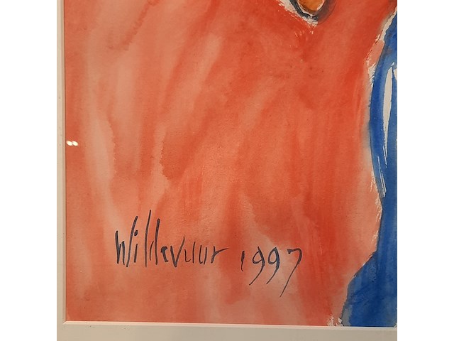 Acryl schilderij, maya wildevuur, portret, 1997 - afbeelding 6 van  9