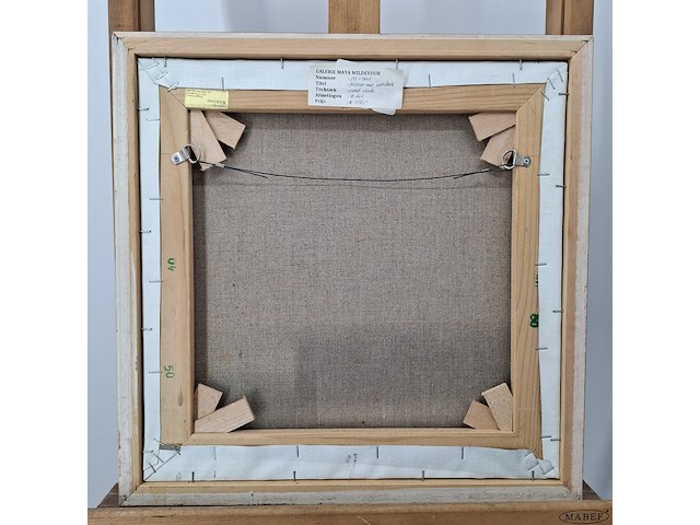 Acryl schilderij, maya wildevuur, portret met masker, 1996 - afbeelding 2 van  11