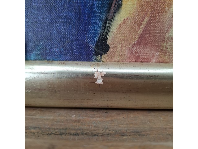 Acryl schilderij, maya wildevuur, portret met masker, 1996 - afbeelding 10 van  11