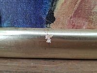 Acryl schilderij, maya wildevuur, portret met masker, 1996 - afbeelding 10 van  11