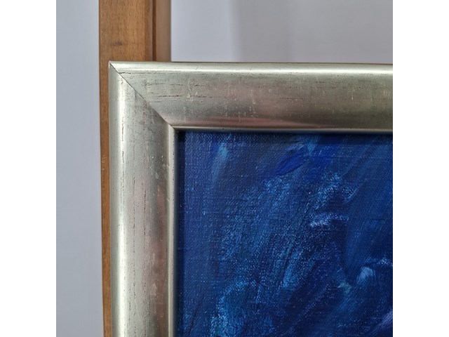 Acryl schilderij, maya wildevuur, portret met masker, 1996 - afbeelding 11 van  11