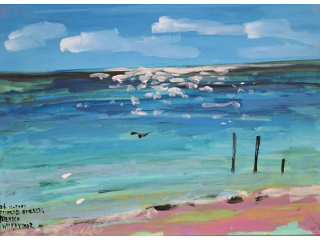 Acryl schilderij, maya wildevuur, puerte moreles, mexico, 2007 - afbeelding 1 van  10