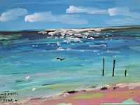 Acryl schilderij, maya wildevuur, puerte moreles, mexico, 2007