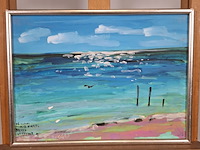 Acryl schilderij, maya wildevuur, puerte moreles, mexico, 2007 - afbeelding 3 van  10