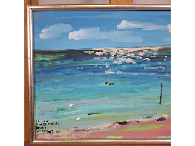 Acryl schilderij, maya wildevuur, puerte moreles, mexico, 2007 - afbeelding 4 van  10