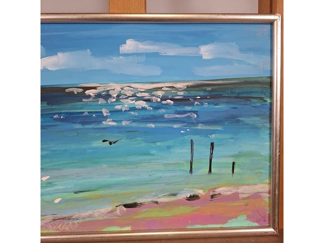 Acryl schilderij, maya wildevuur, puerte moreles, mexico, 2007 - afbeelding 5 van  10