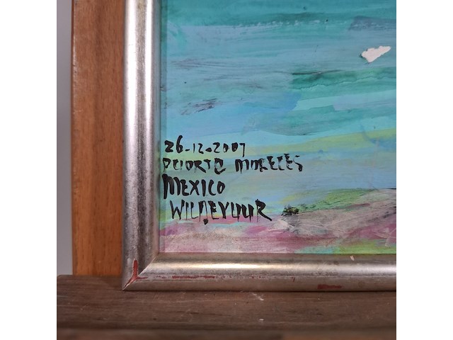 Acryl schilderij, maya wildevuur, puerte moreles, mexico, 2007 - afbeelding 6 van  10