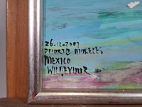 Acryl schilderij, maya wildevuur, puerte moreles, mexico, 2007 - afbeelding 6 van  10