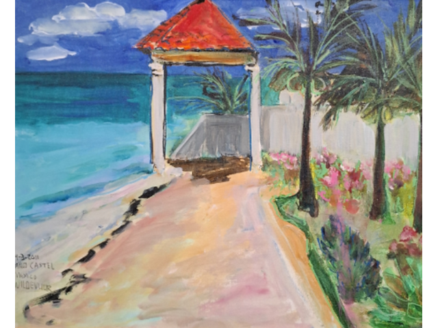 Acryl schilderij, maya wildevuur, sand castel, mexico, 2011 - afbeelding 1 van  11