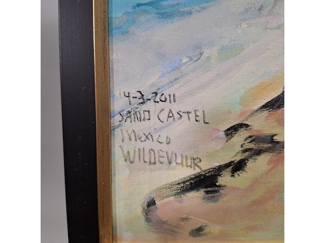 Acryl schilderij, maya wildevuur, sand castel, mexico, 2011 - afbeelding 7 van  11